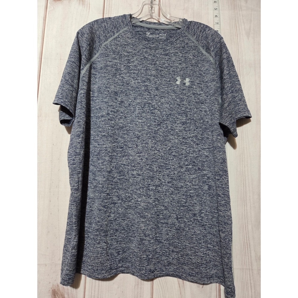 Under‎ Armour Mens Large T Shirt Blue Gray Heather HeatGear Athletic Training